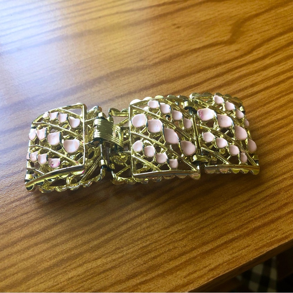 Vintage 80s Open Work Panel Bracelet - Picture 5 of 7